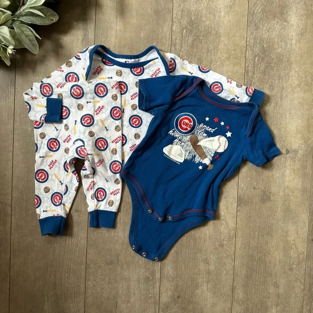 Chicago Cubs Baby Boy Clothes 3 Piece Mix Match Outfit Set- Pajamas & Bodysuit